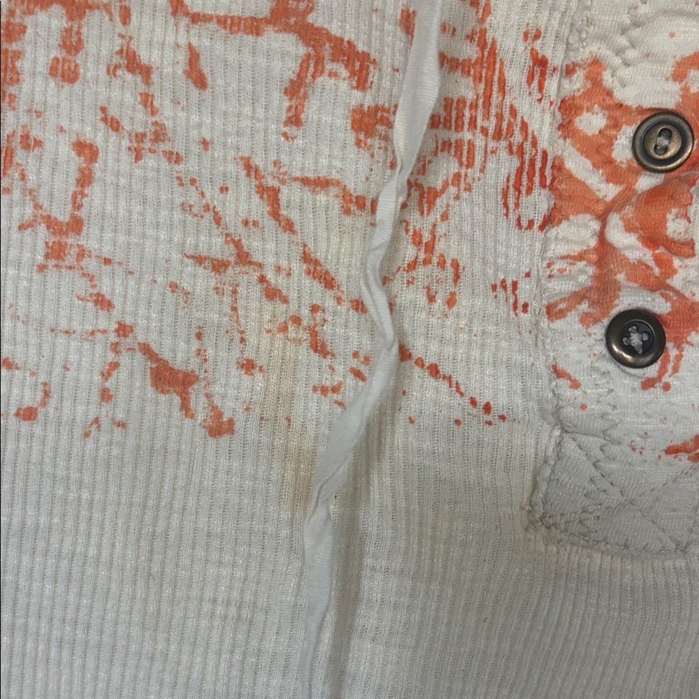 We The Free Cream and Orange Graphic Blouse - Picture 4 of 4